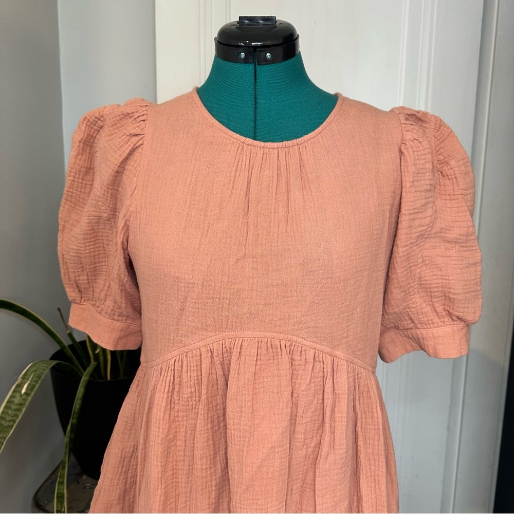 Roolee MAUVE PUFF SHORT SLEEVES FLARE BABYDOLL MINI DRESS - Picture 2 of 15